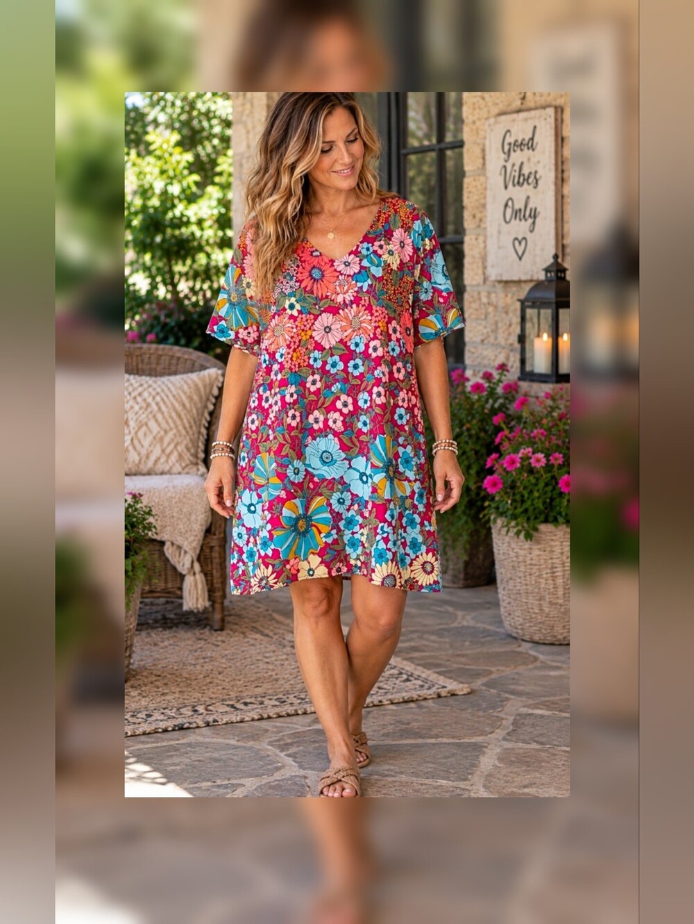 Natural Life Floral Boho Shift Dress XL